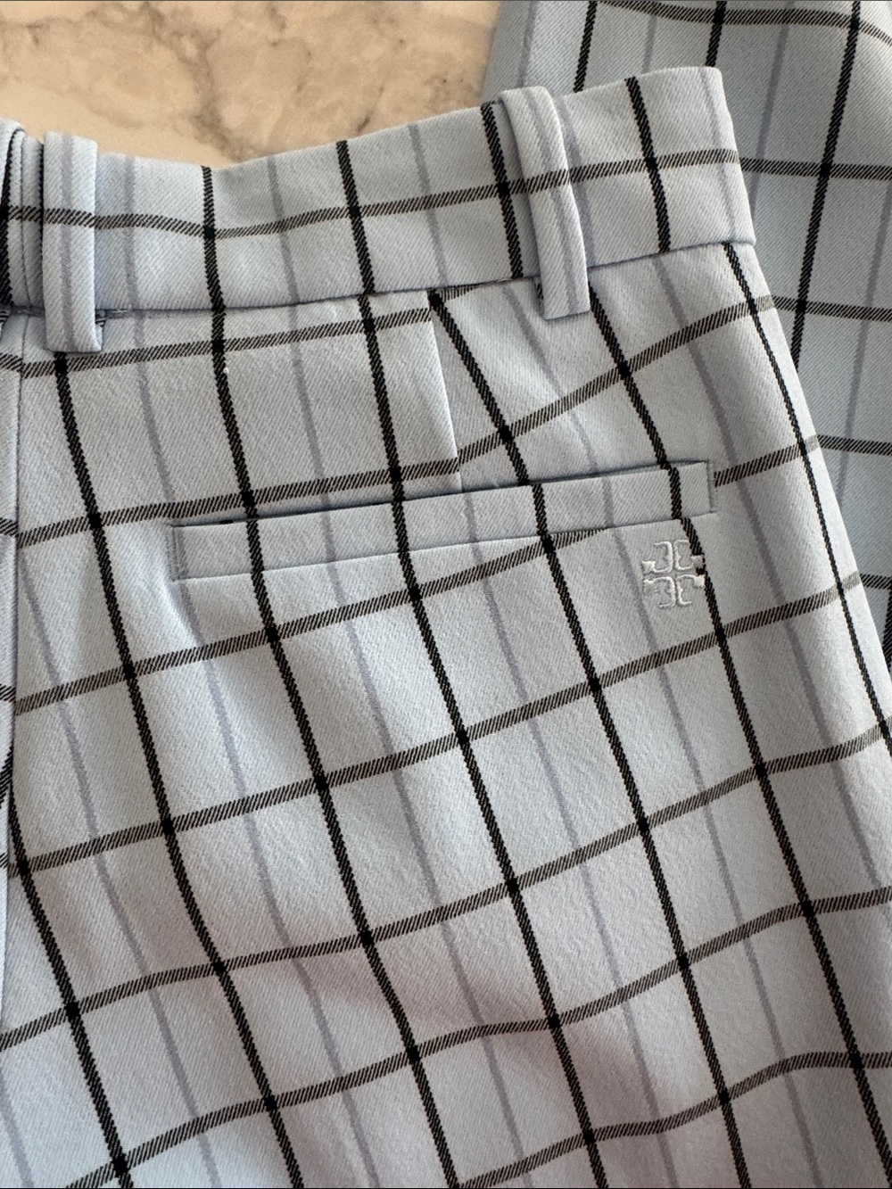 Tory Burch Light Blue Windowpane Golf Pants - Picture 4 of 5